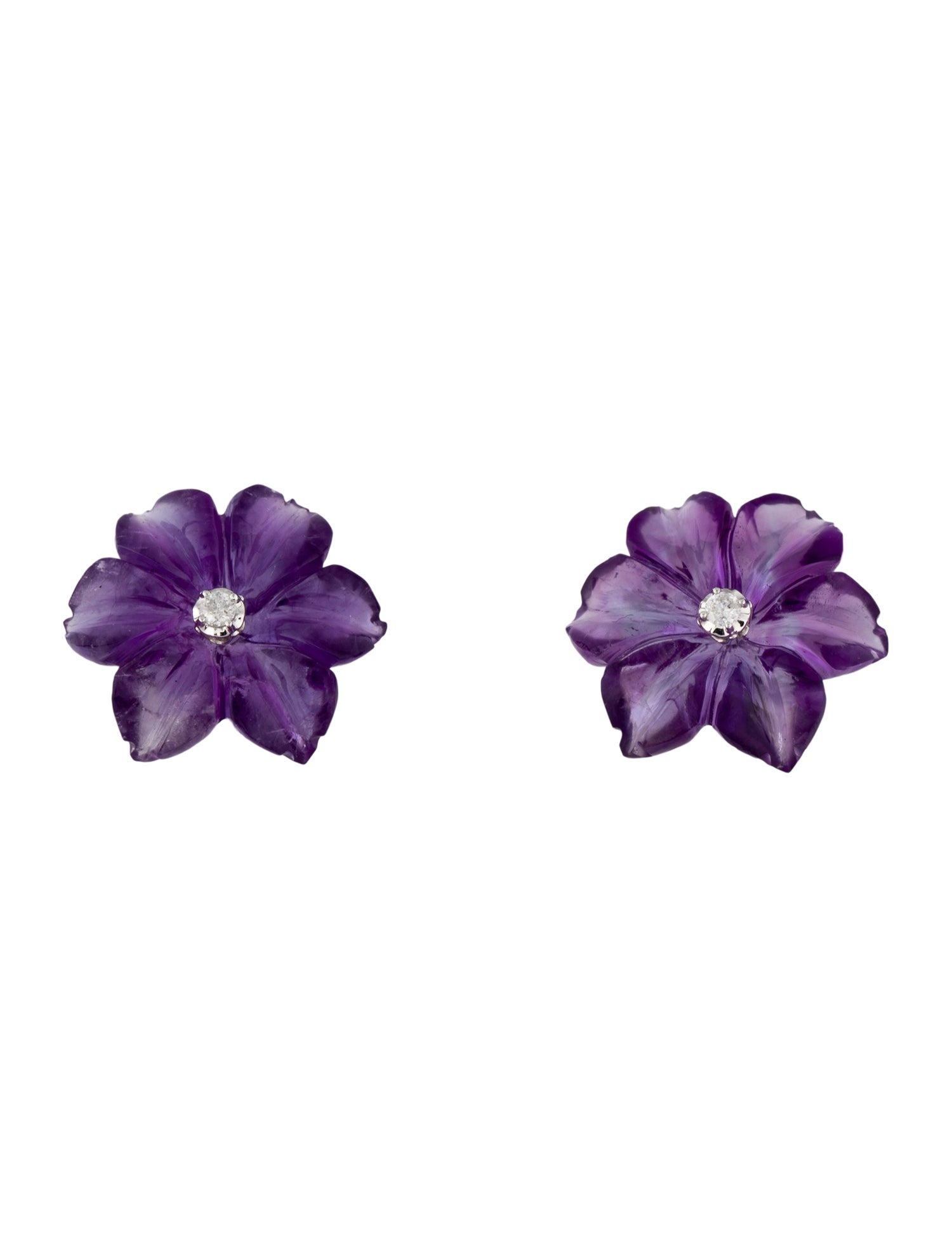 Earrings 14K Diamond & Amethyst Convertible Stud