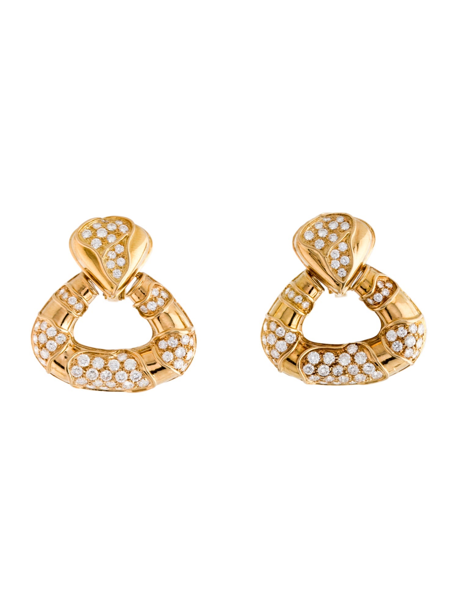 Earrings 18K Diamond Convertible Door Knocker Clip-On Earrings