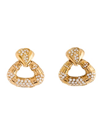 Earrings 18K Diamond Convertible Door Knocker Clip-On Earrings