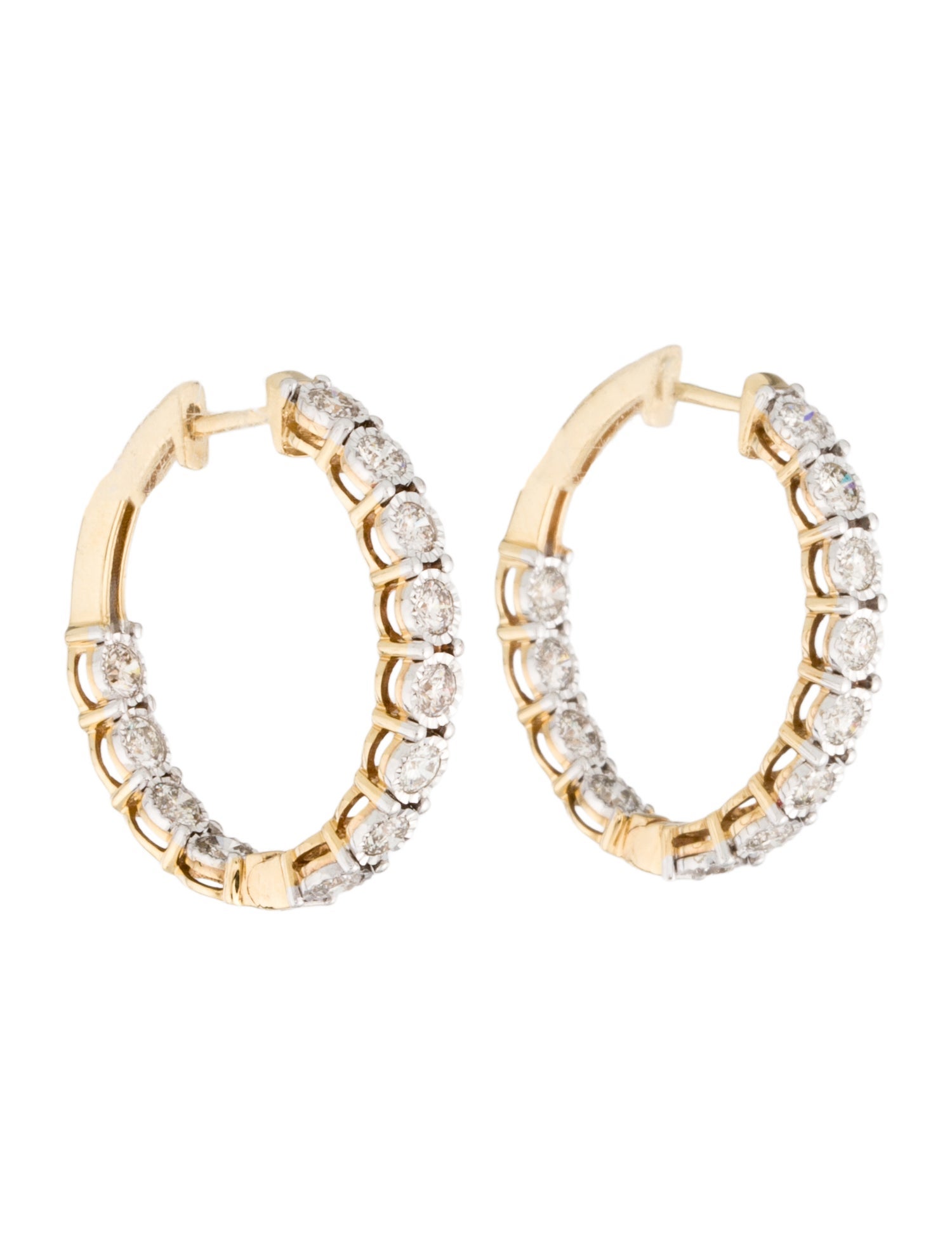 Earrings 14K 1.50ctw Diamond Hoop Earrings