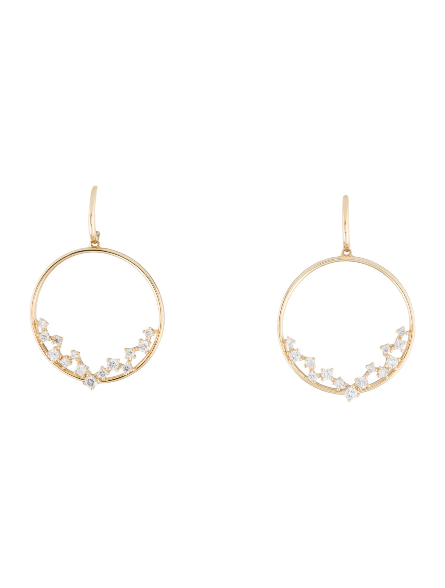 Earrings 14K Diamond Circle Drop Earrings