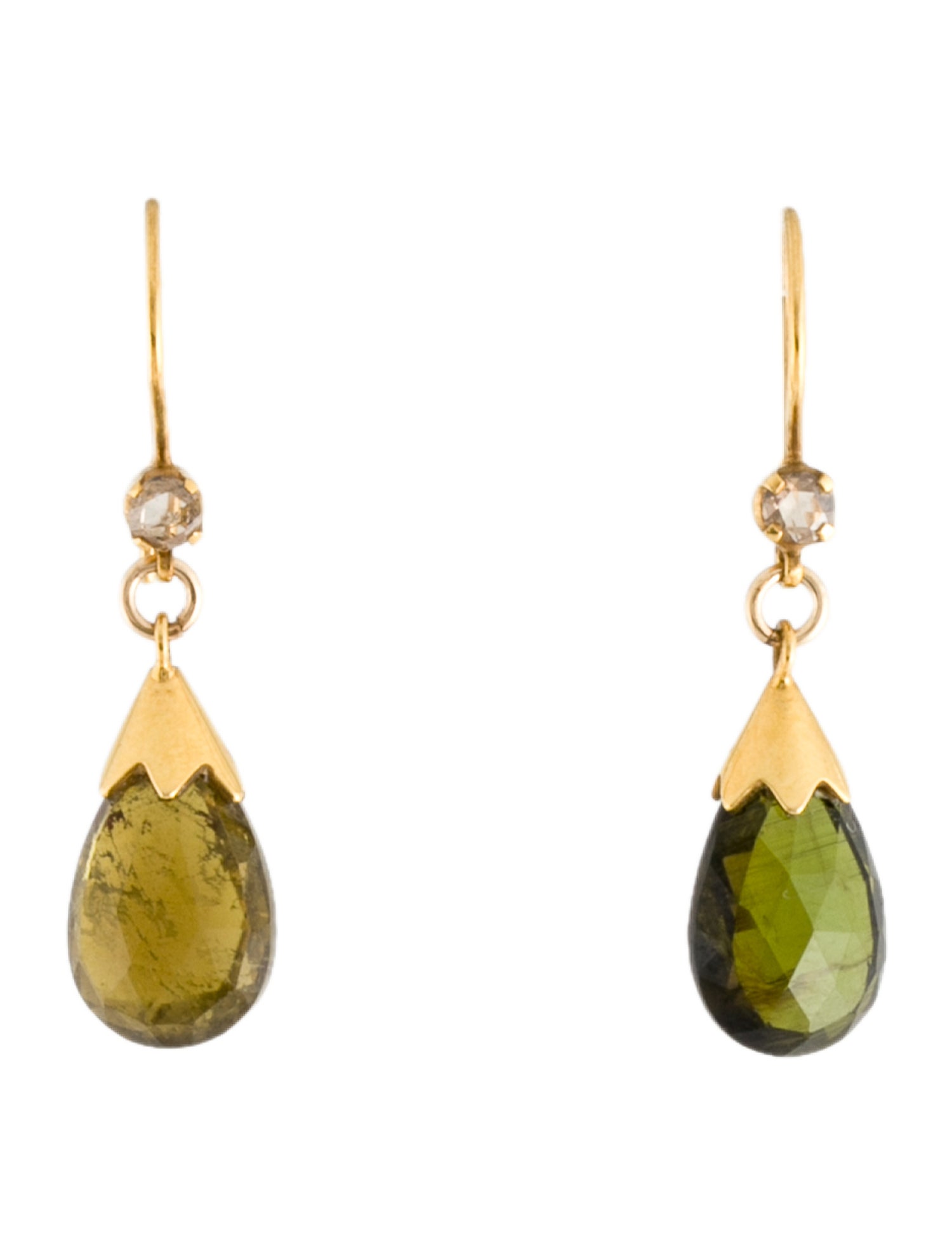 Earrings 18K Tourmaline & Diamond Drop Earrings
