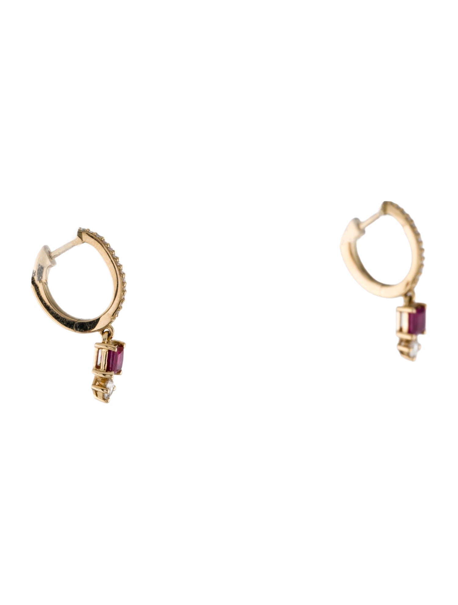 Earrings 14K Ruby & Diamond Drop Earrings