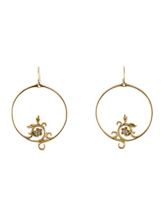 Earrings Dana Schneider 18K Diamond Vine Open Circle Drop Earrings