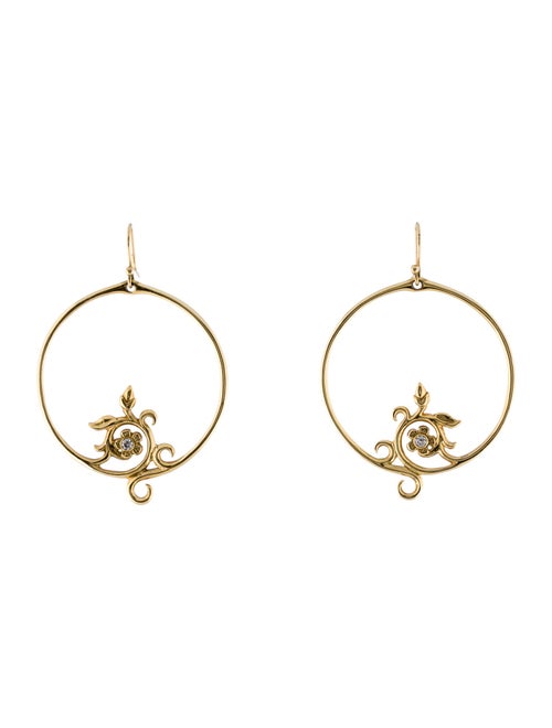 Earrings Dana Schneider 18K Diamond Vine Open Circle Drop Earrings