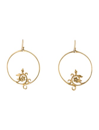 Earrings Dana Schneider 18K Diamond Vine Open Circle Drop Earrings