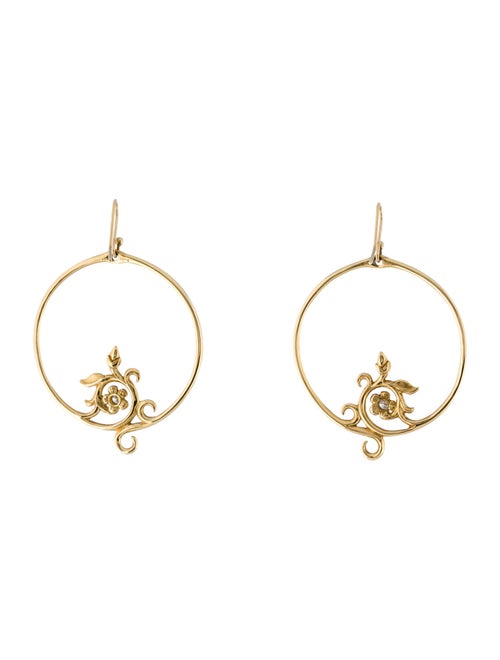 Earrings Dana Schneider 18K Diamond Vine Open Circle Drop Earrings