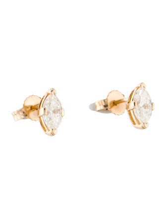 Earrings 14K Diamond Marquise Stud