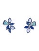 Earrings 18K Multi Stone Cluster Stud Earrings