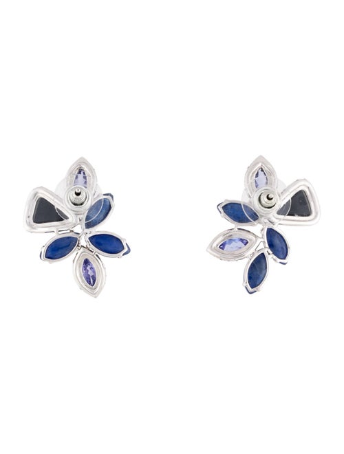 Earrings 18K Multi Stone Cluster Stud Earrings