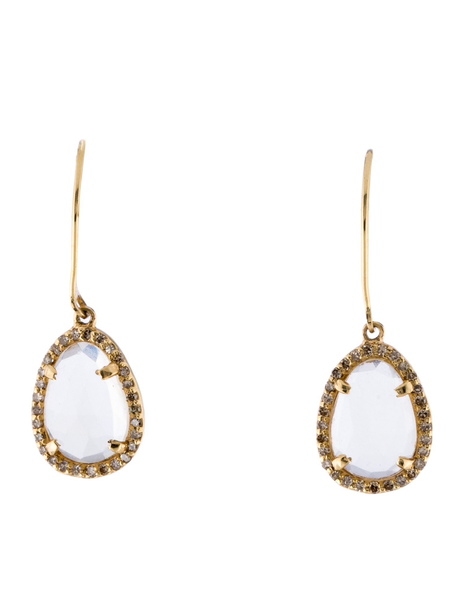Earrings 14K Moonstone & Diamond Drop Earrings