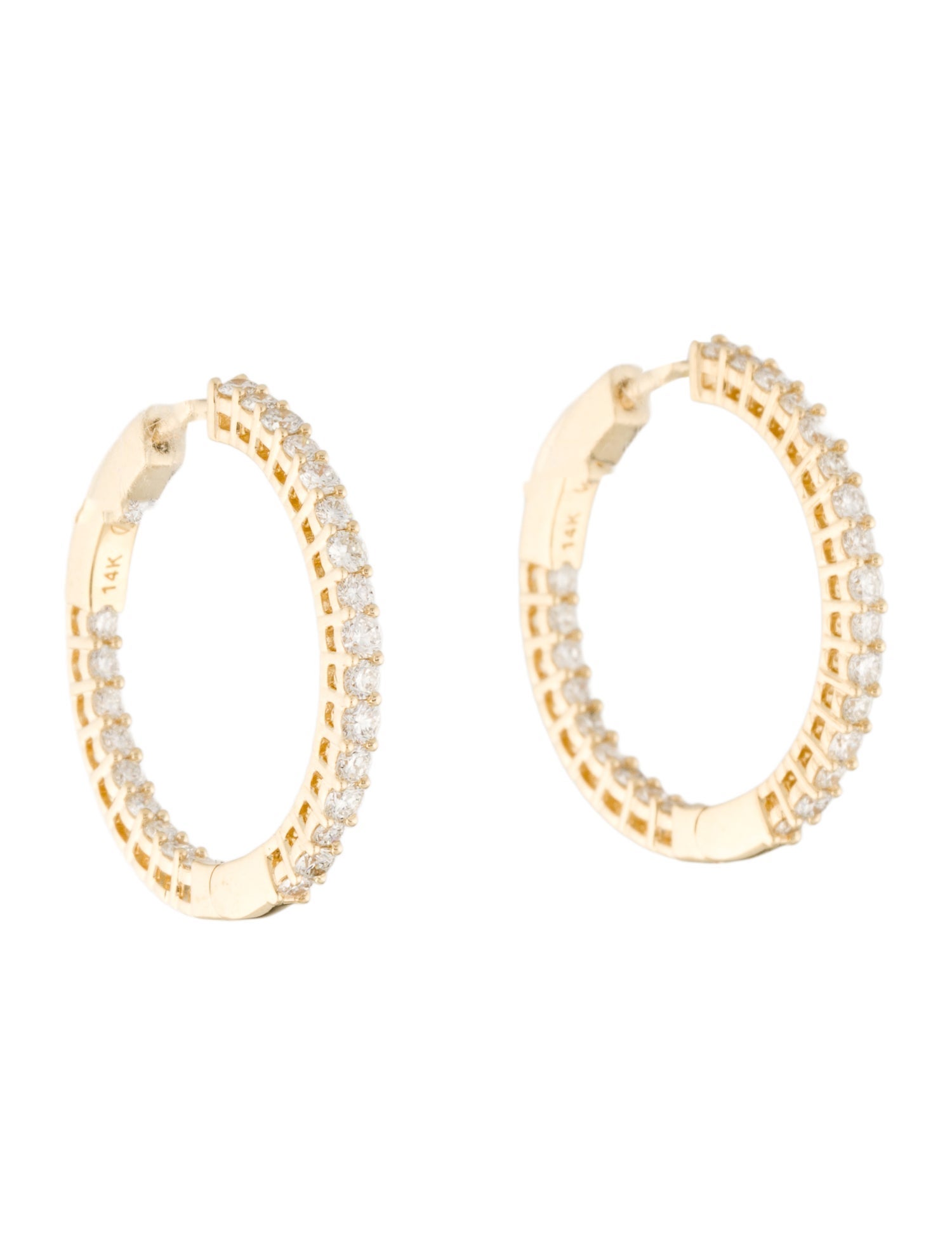 Earrings 14K 1.00ctw Lab-Grown Diamond Hoop Earrings