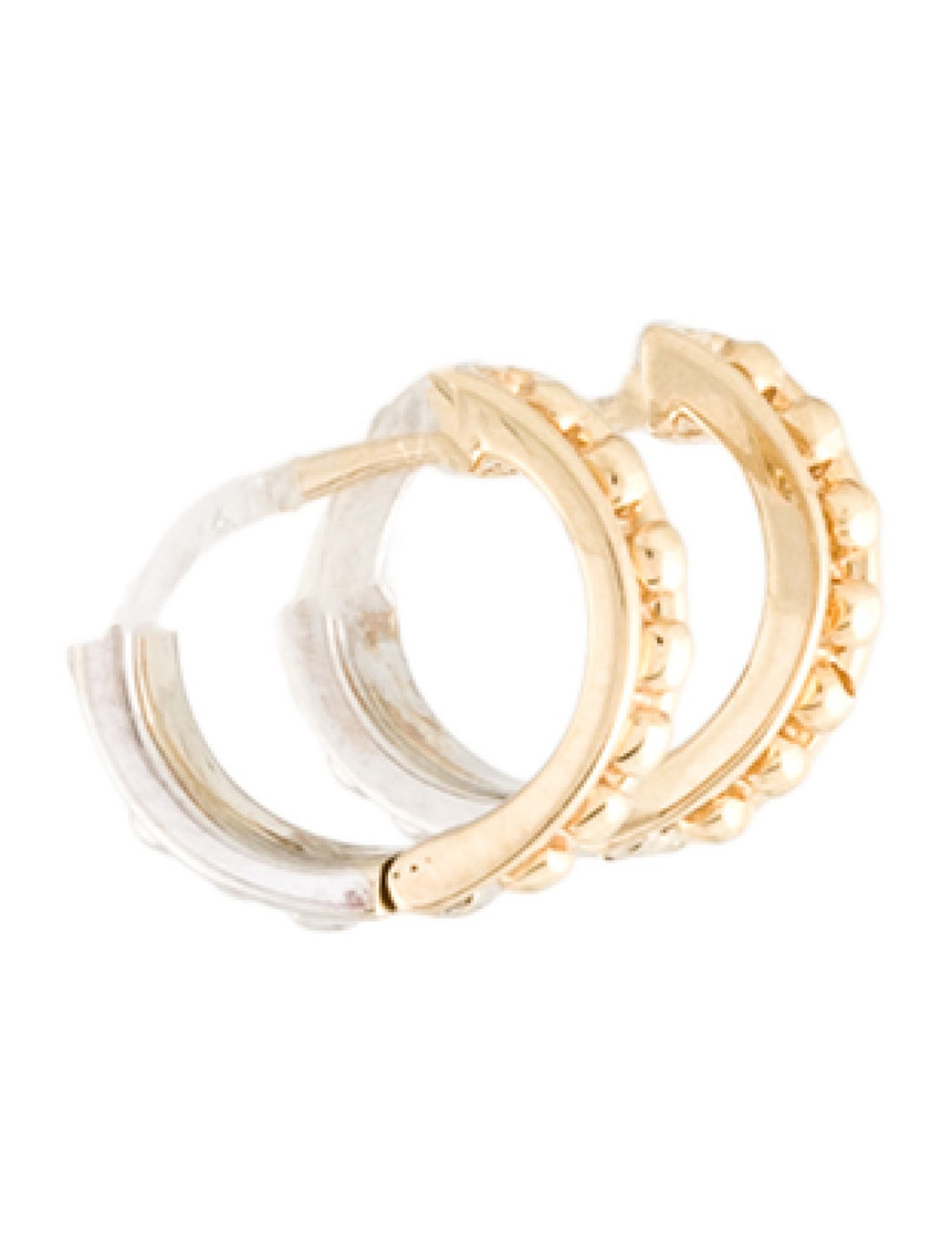 Earrings 14K Two-Tone Dot Huggie Hoop