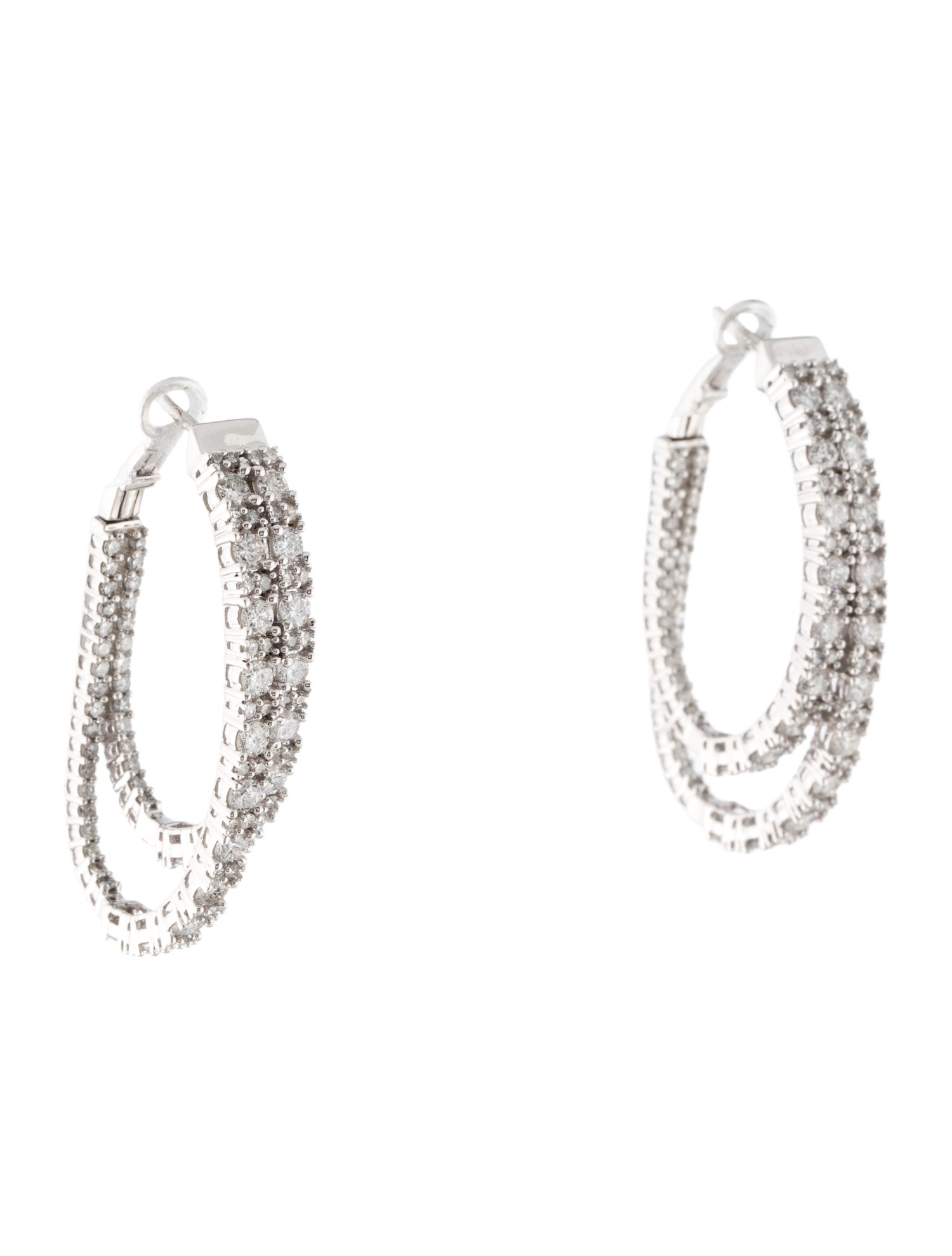 Earrings 14K 2.31ctw Diamond Asymmetrical Inside-Out Hoop