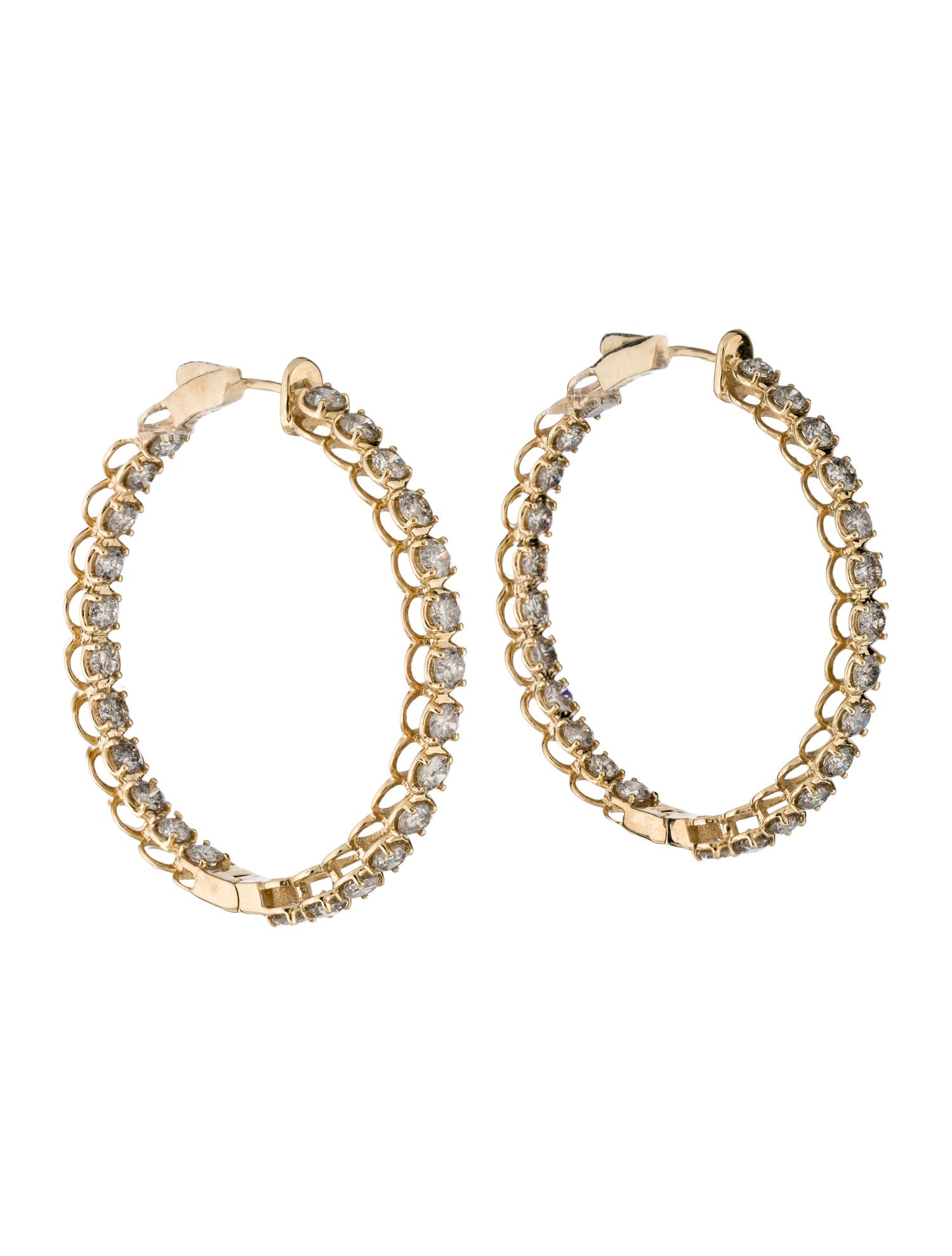 Earrings 14K 7.00ctw Diamond Inside-Out Hoop Earrings
