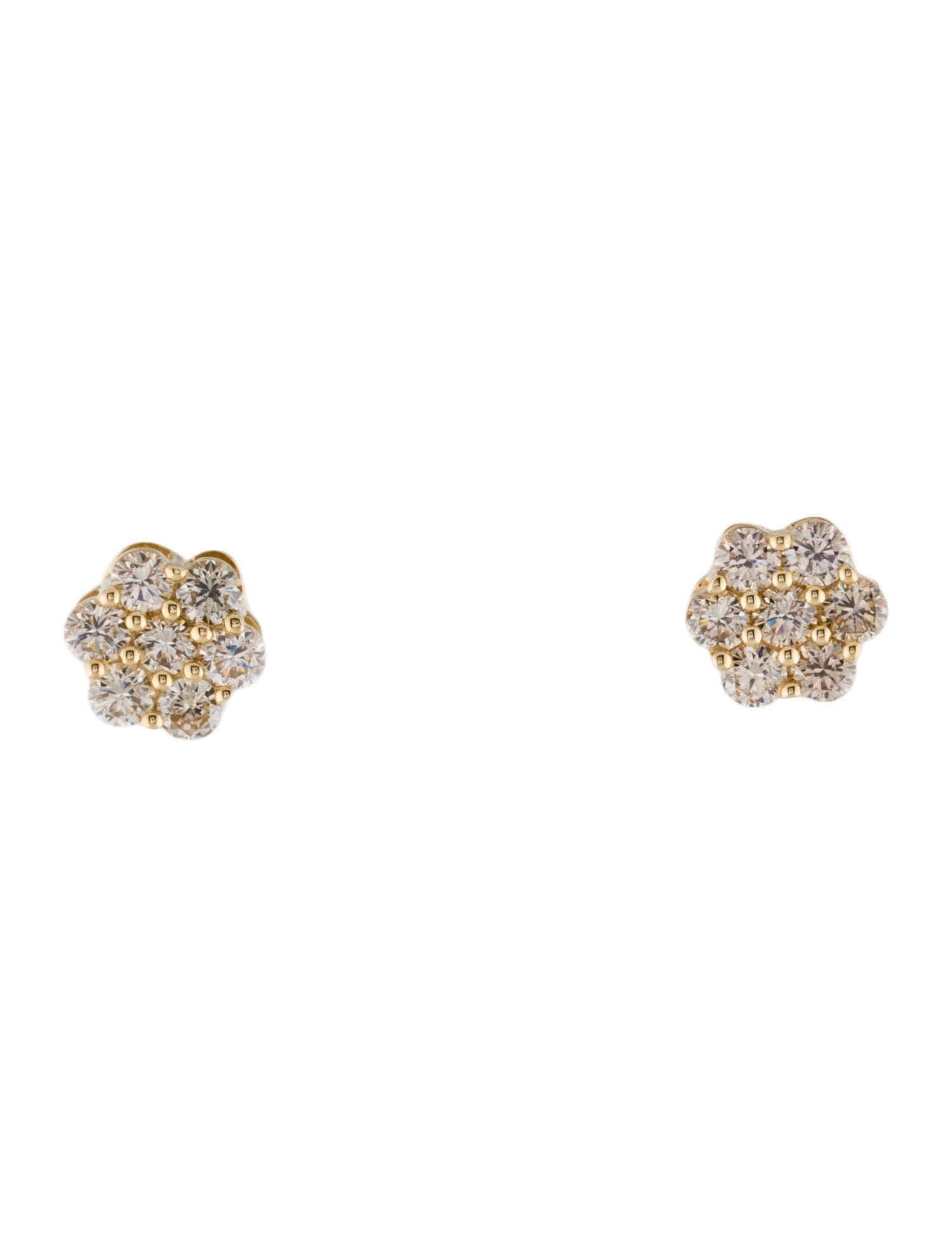 Earrings 14K 1.00ctw Diamond Flower Stud Earrings