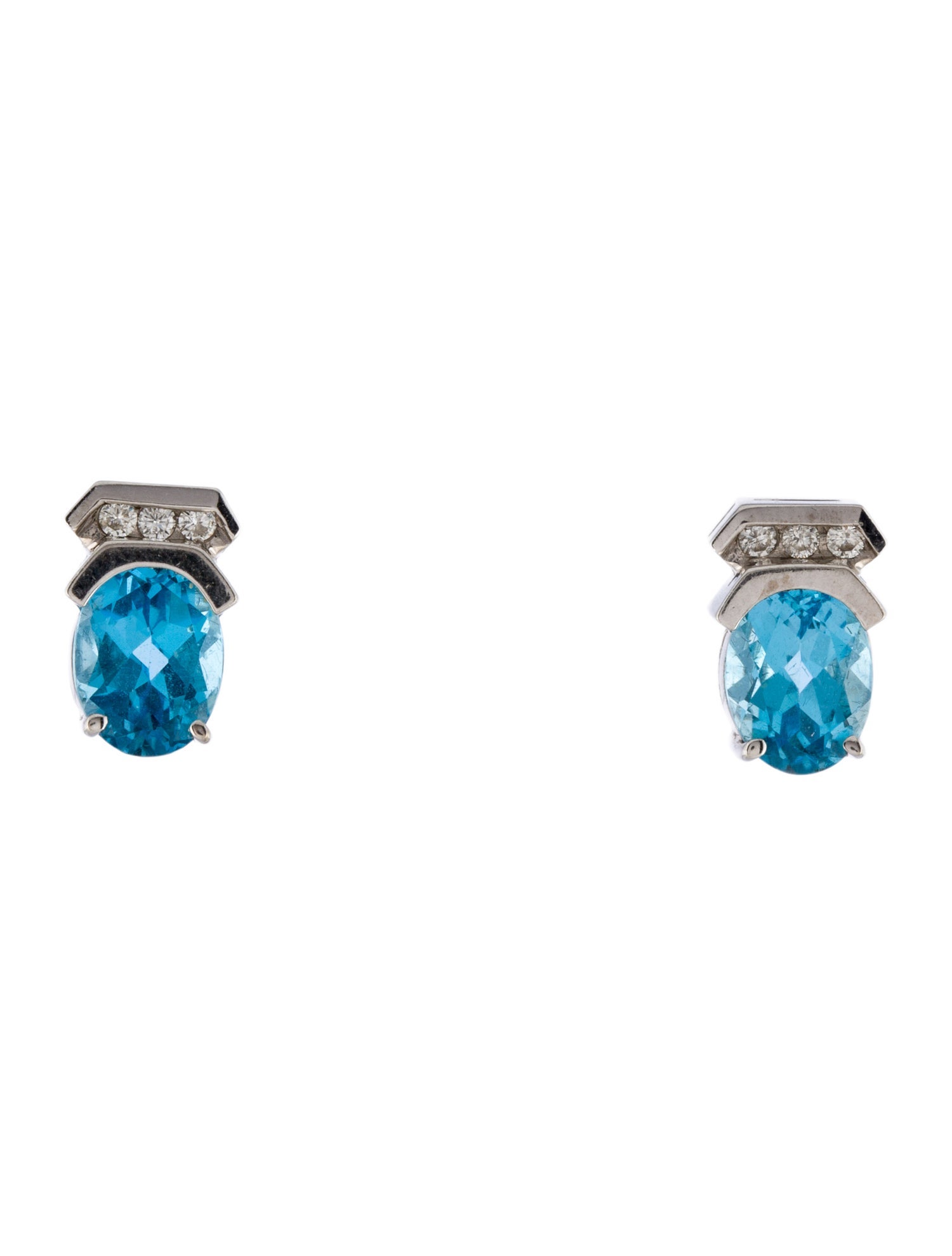 Earrings 14K 2.80ctw Topaz & Diamond Stud Earrings