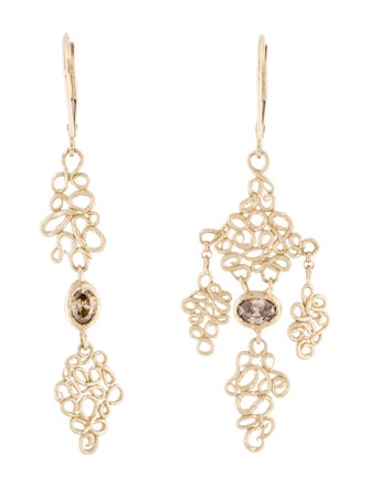 Evangeline Jewelry 14K Diamond The One Of A Kind Laced Asymmetrical Drop Earrings