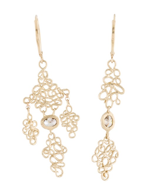 Evangeline Jewelry 14K Diamond The One Of A Kind Laced Asymmetrical Drop Earrings