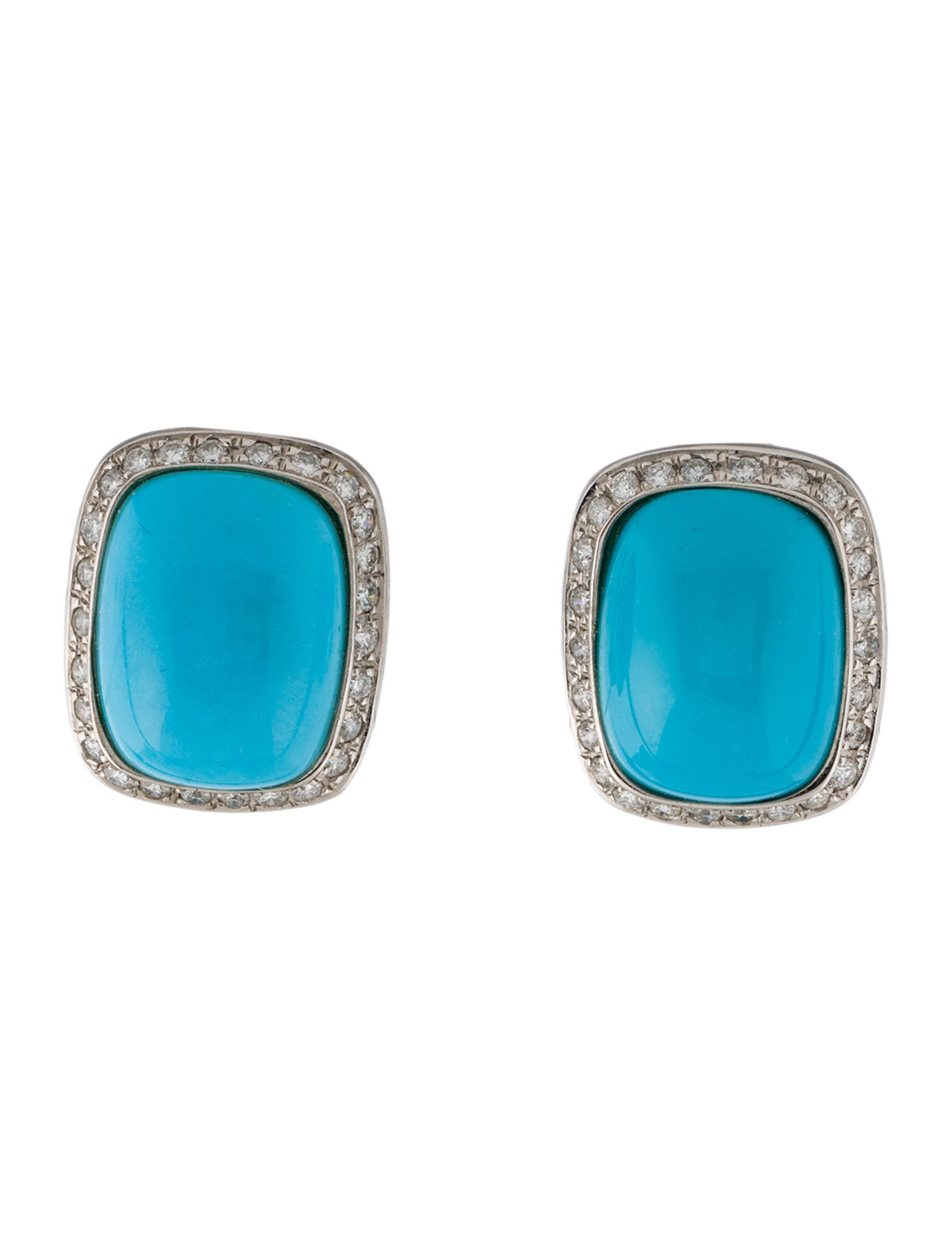 Earrings 18K Turquoise & Diamond Earclips