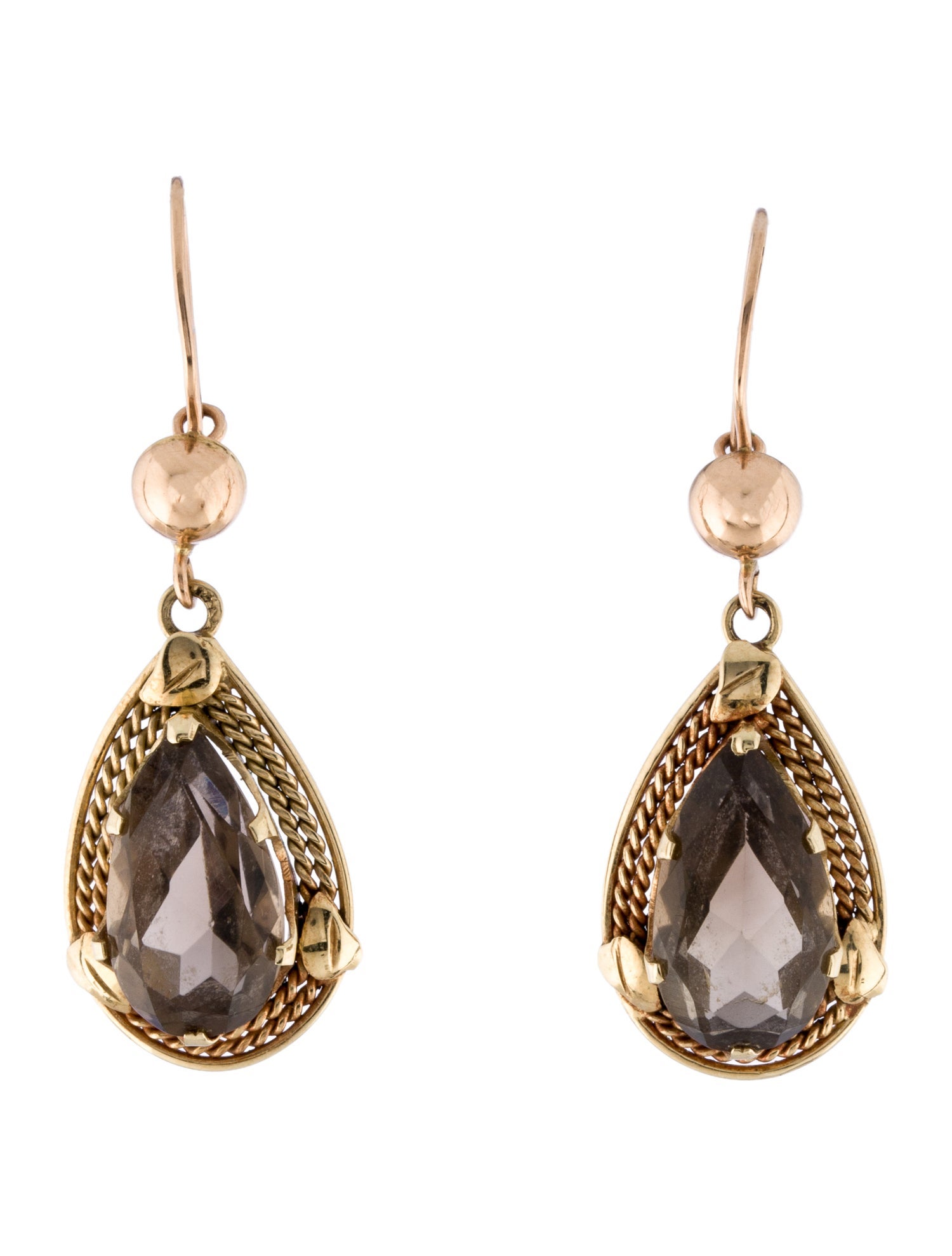 Earrings 14K 7.34ctw Smokey Quartz