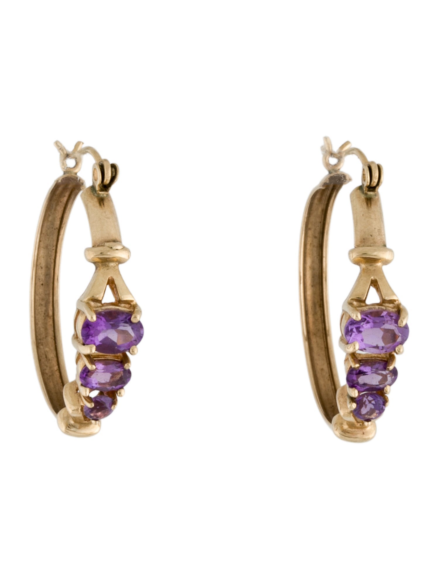 Earrings 10K Amethyst Hoop