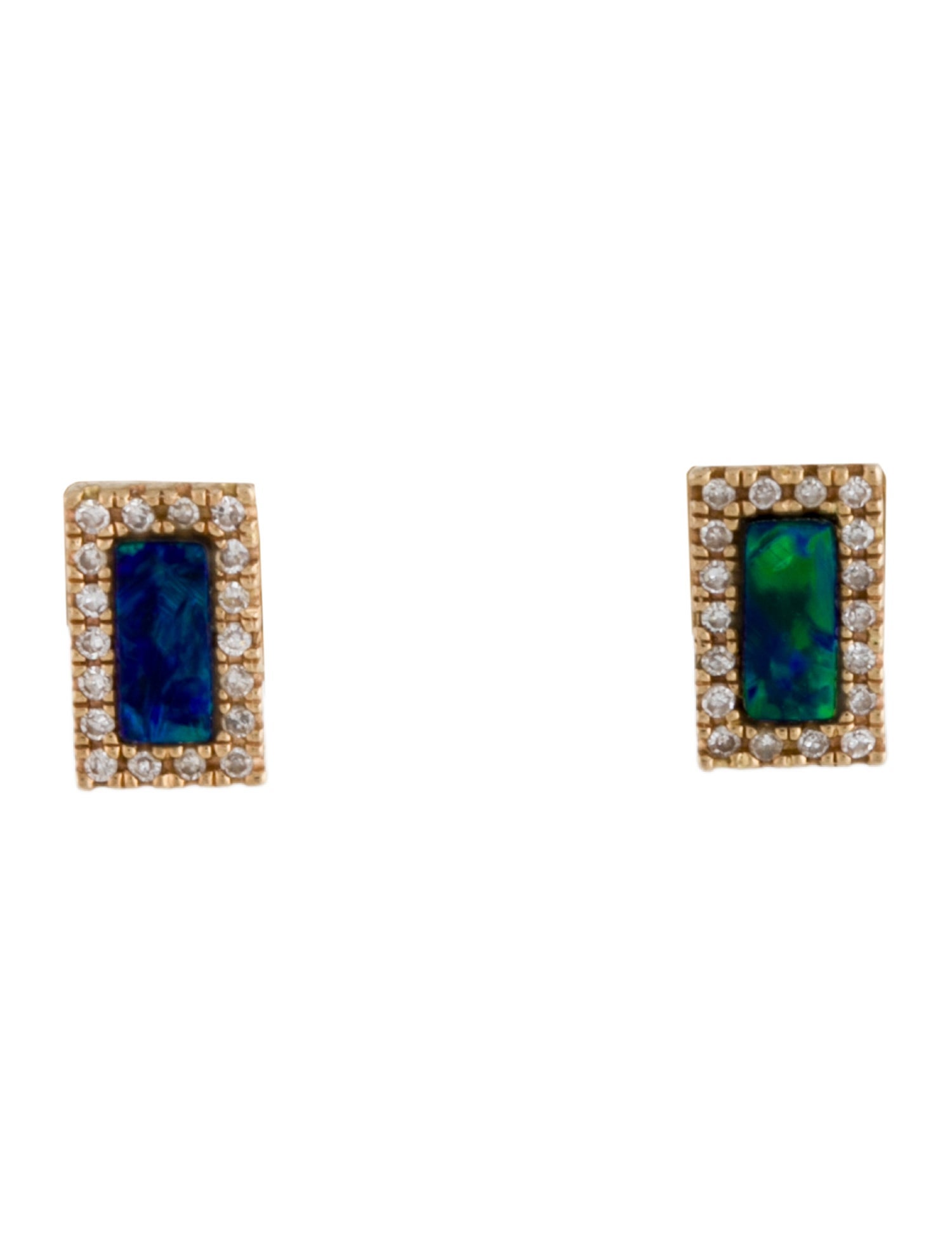Earrings 14K Opal & Diamond Stud