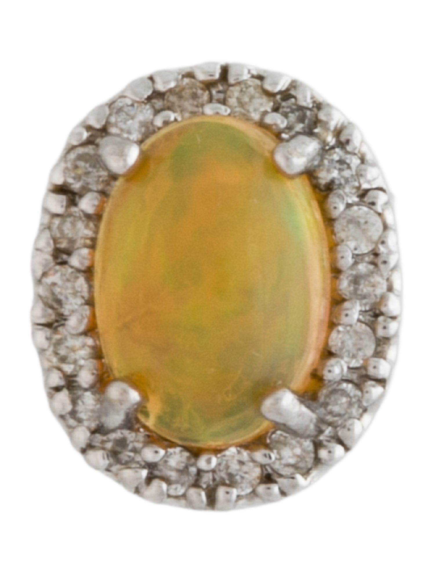 Earrings 14K Opal & Diamond Single Stud Earring