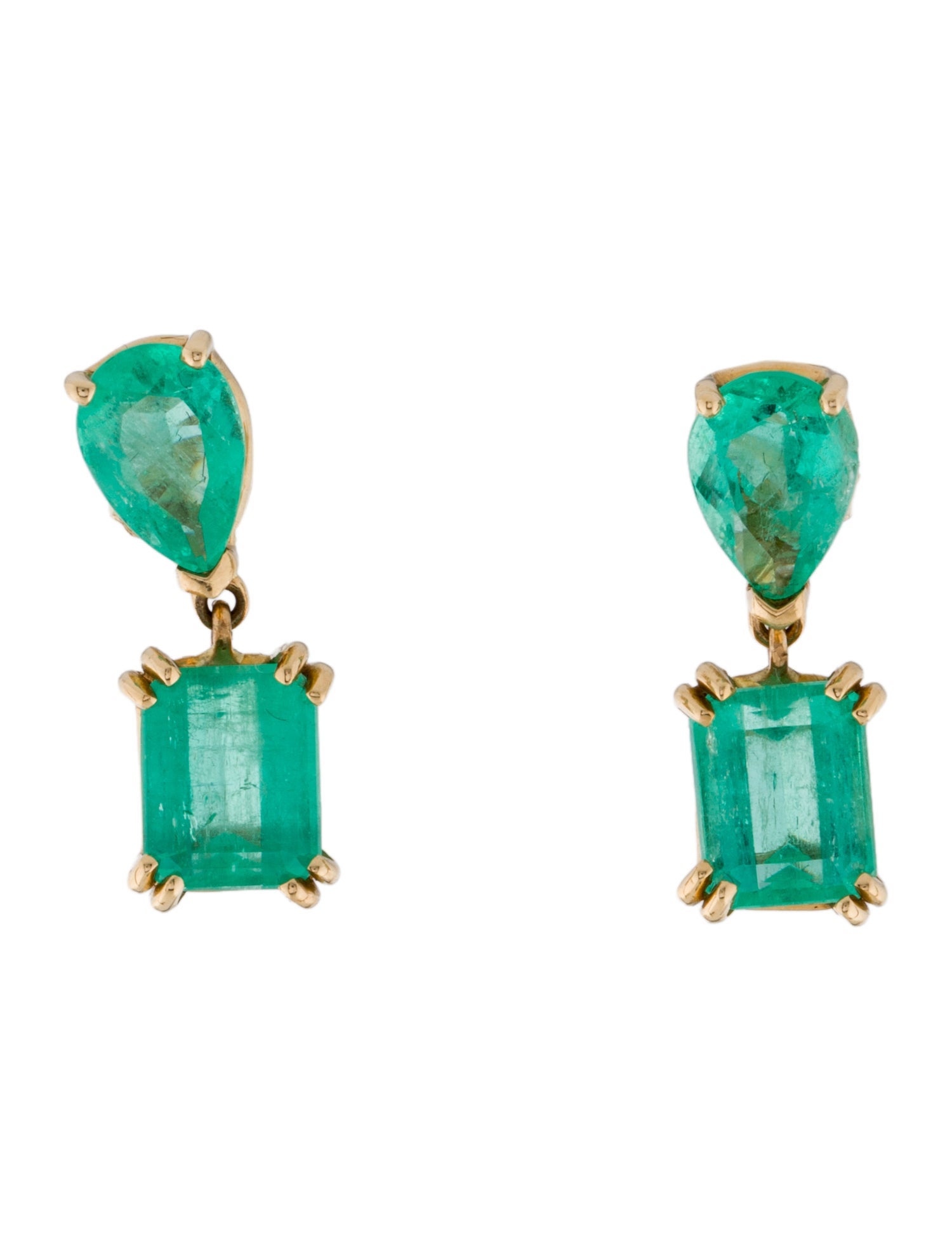 Earrings 18K 6.43ctw Emerald Drop