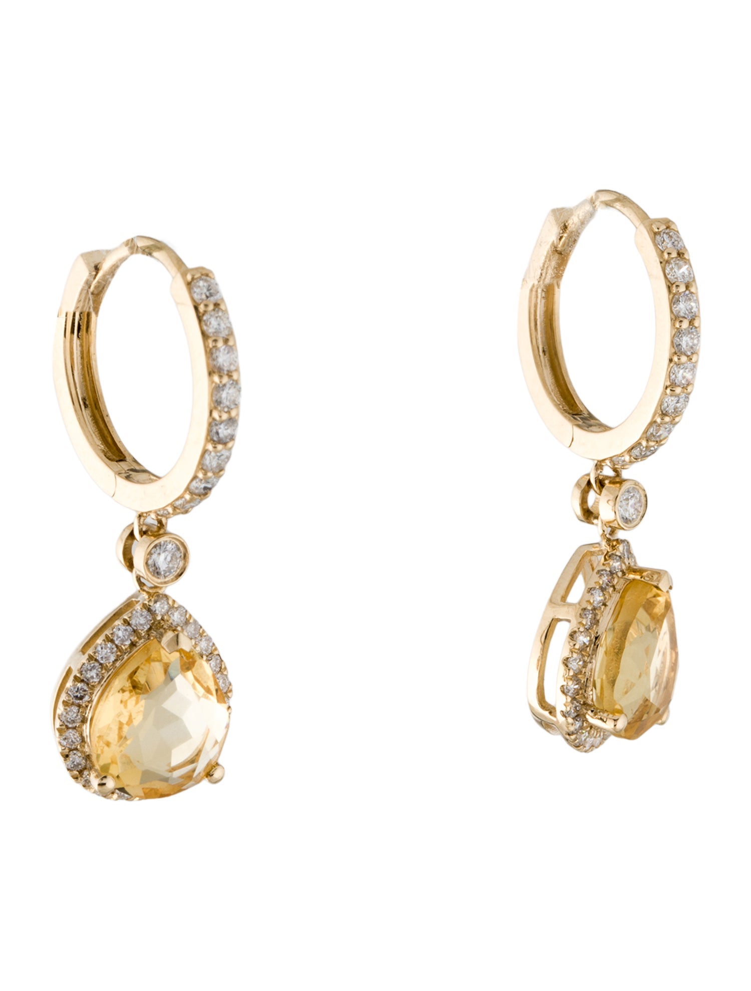 Earrings 14K 1.96ctw Citrine & Diamond Drop Earrings