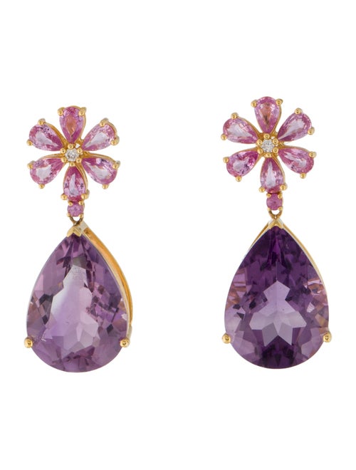 Earrings Kai 14K Amethyst, Sapphire, & Diamond Drop Earring