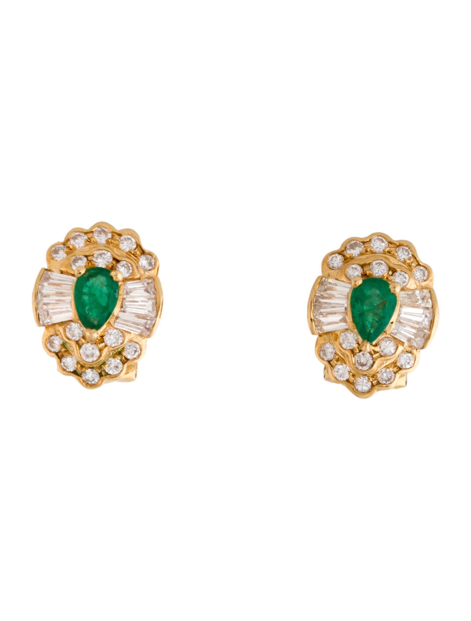 Earrings 18K Emerald & Diamond Earclips