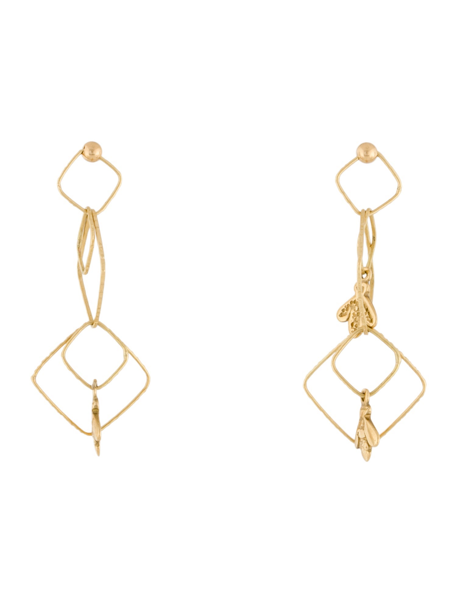 Earrings 18K Bee Square Drop Earrings