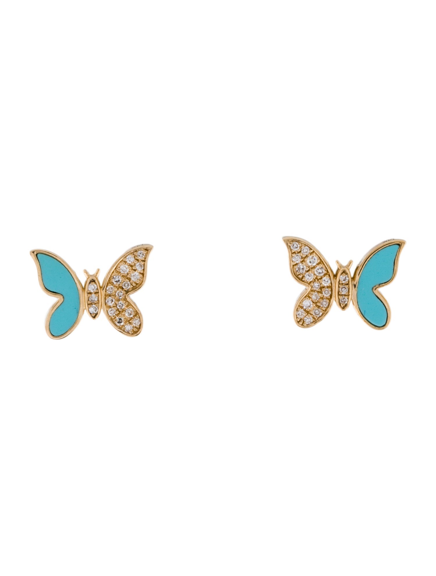 Earrings 14K Diamond & Resin Butterfly Stud Earrings