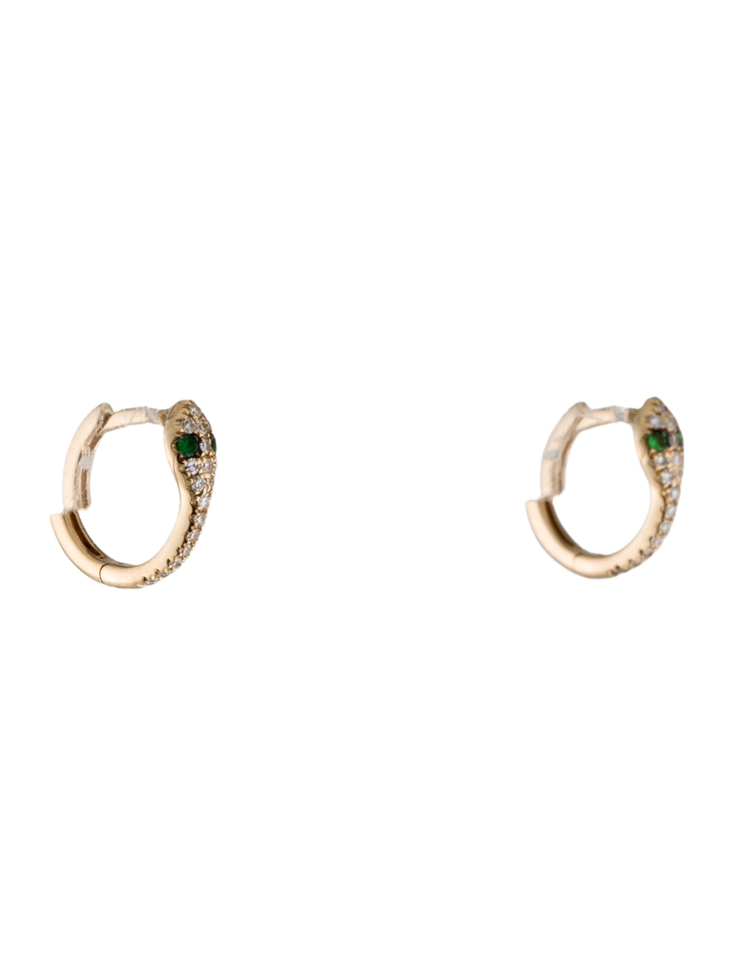 Earrings 14K Tsavorite & Diamond Snake Huggie Earrings