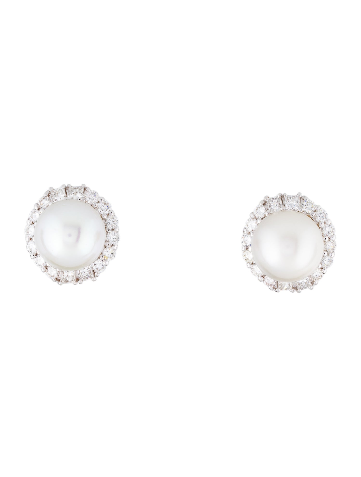 Earrings 18K Pearl & 2.52ctw Diamond Stud