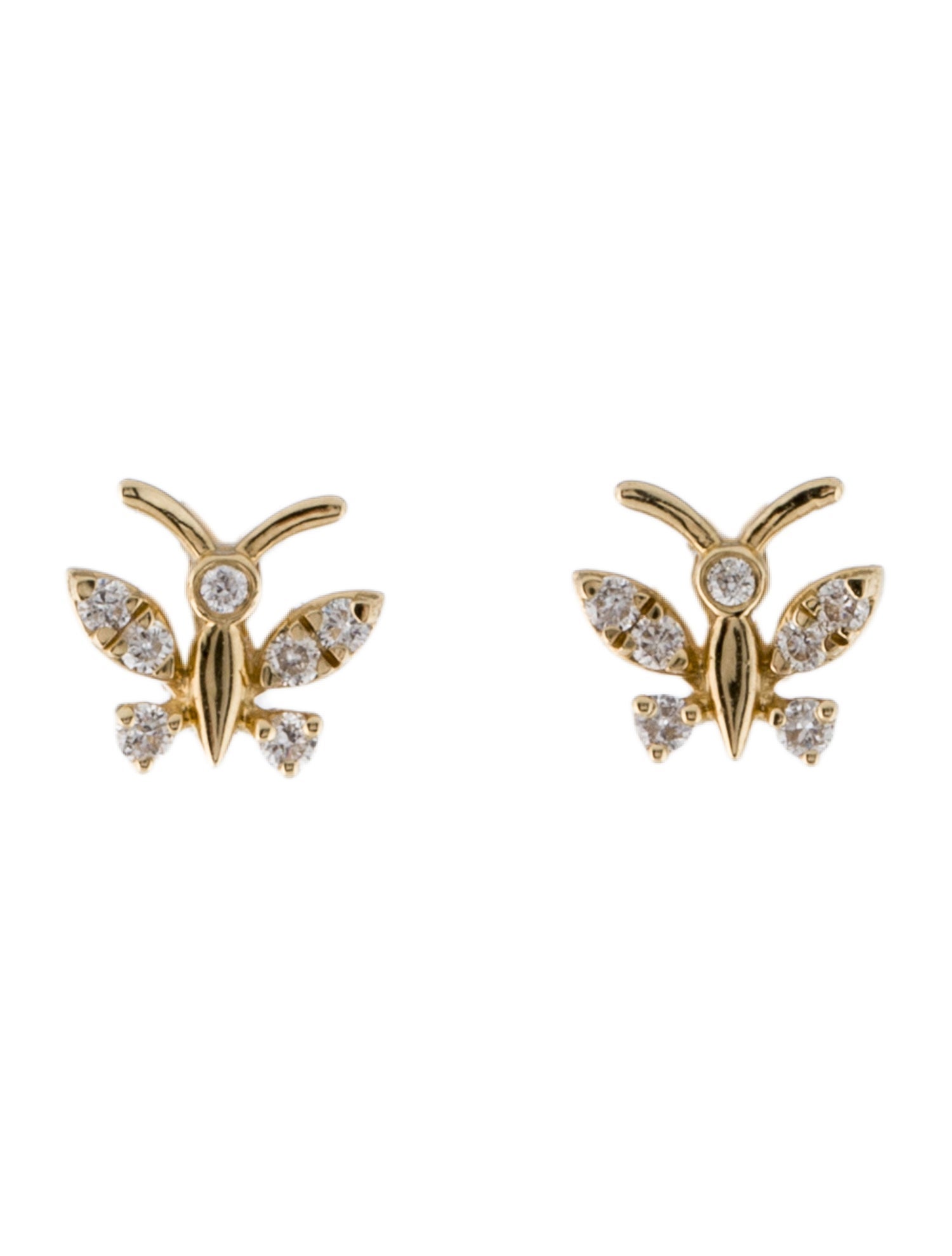 Earrings 14K Diamond Butterfly Stud Earrings