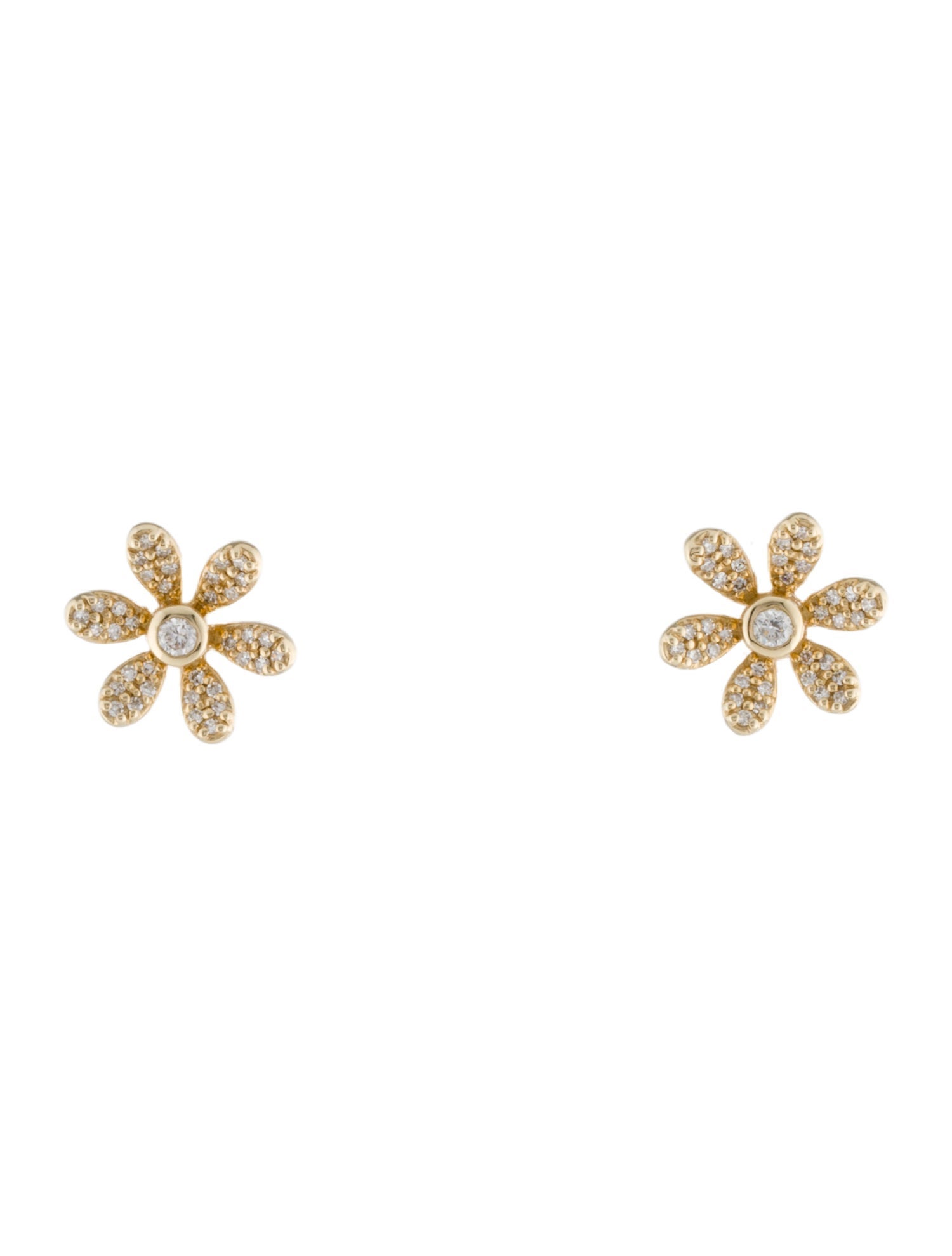 Earrings 14K Diamond Flower Stud Earrings