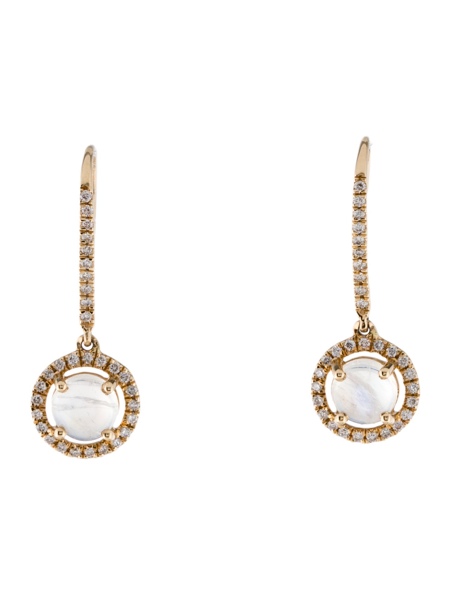 Earrings 14K 1.62ctw Moonstone & Diamond Drop Earrings