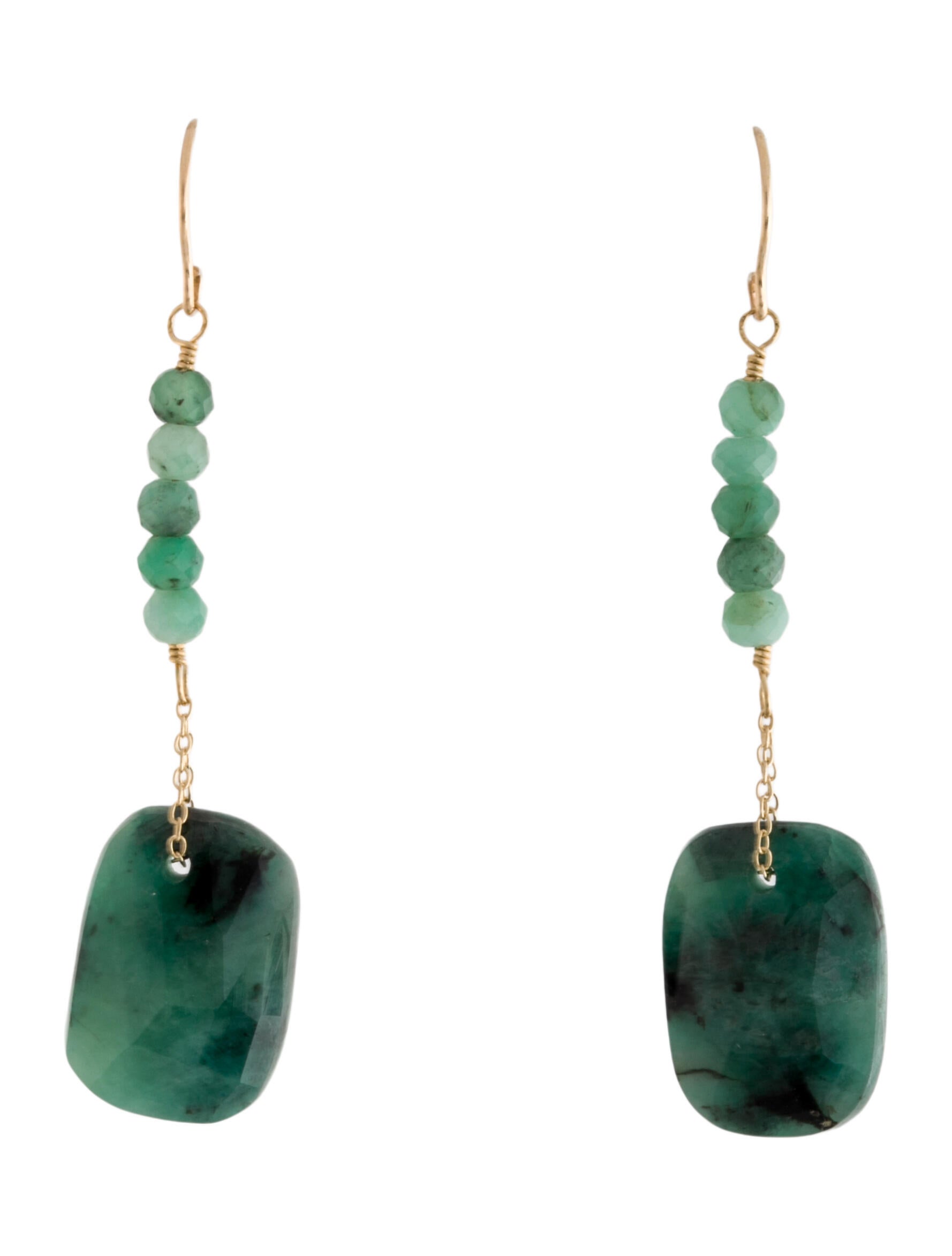 Earrings 14K Emerald Drop Earrings