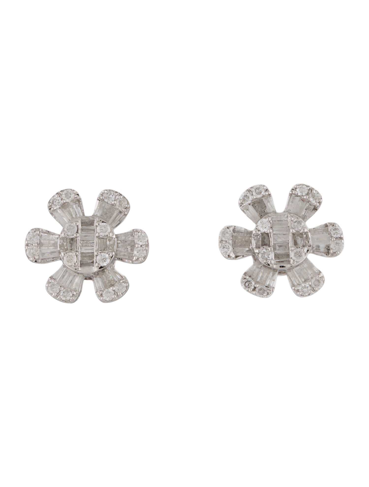 Earrings 14K Diamond Flower Stud Earrings