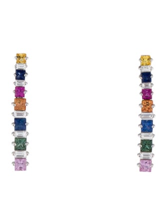 Earrings 14K Multi-Color Sapphire Drop Earrings