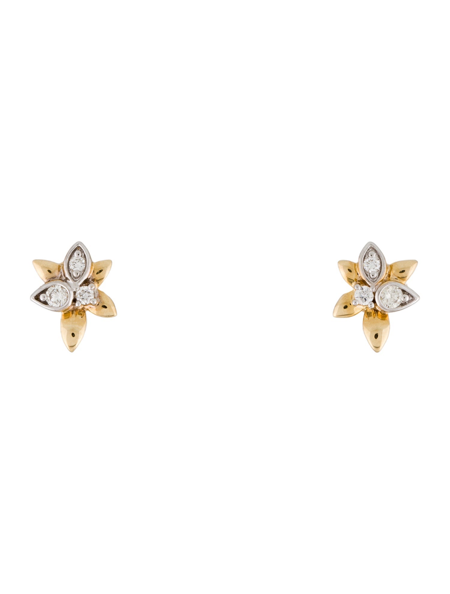 Earrings 14K Diamond Floral Stud Earrings