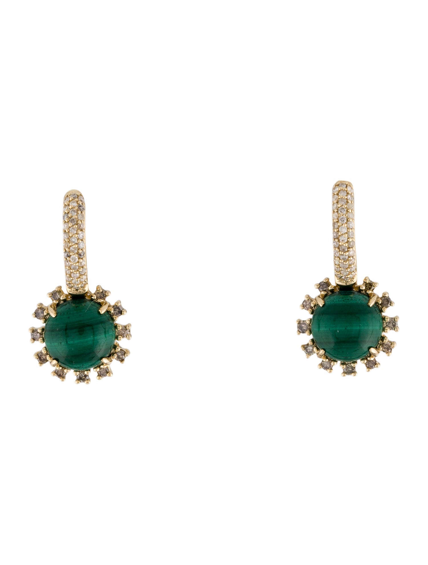Earrings 14K 4.81ctw Malachite & Diamond Drop Earrings