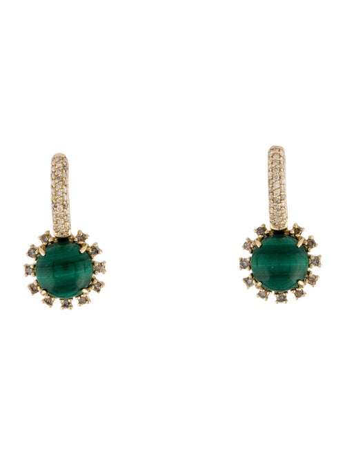 Earrings 14K 4.81ctw Malachite & Diamond Drop Earrings