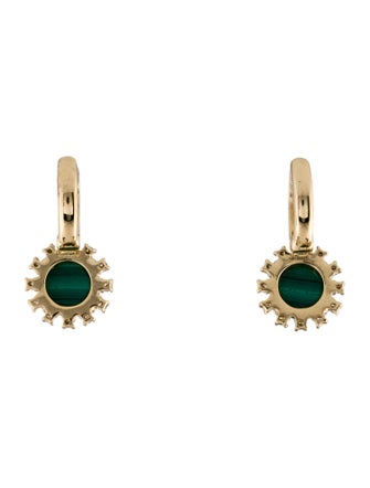 Earrings 14K 4.81ctw Malachite & Diamond Drop Earrings