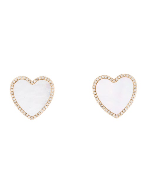 Earrings 14K Mother of Pearl & Diamond Heart Earrings
