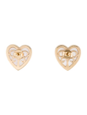 Earrings 14K Mother of Pearl & Diamond Heart Earrings