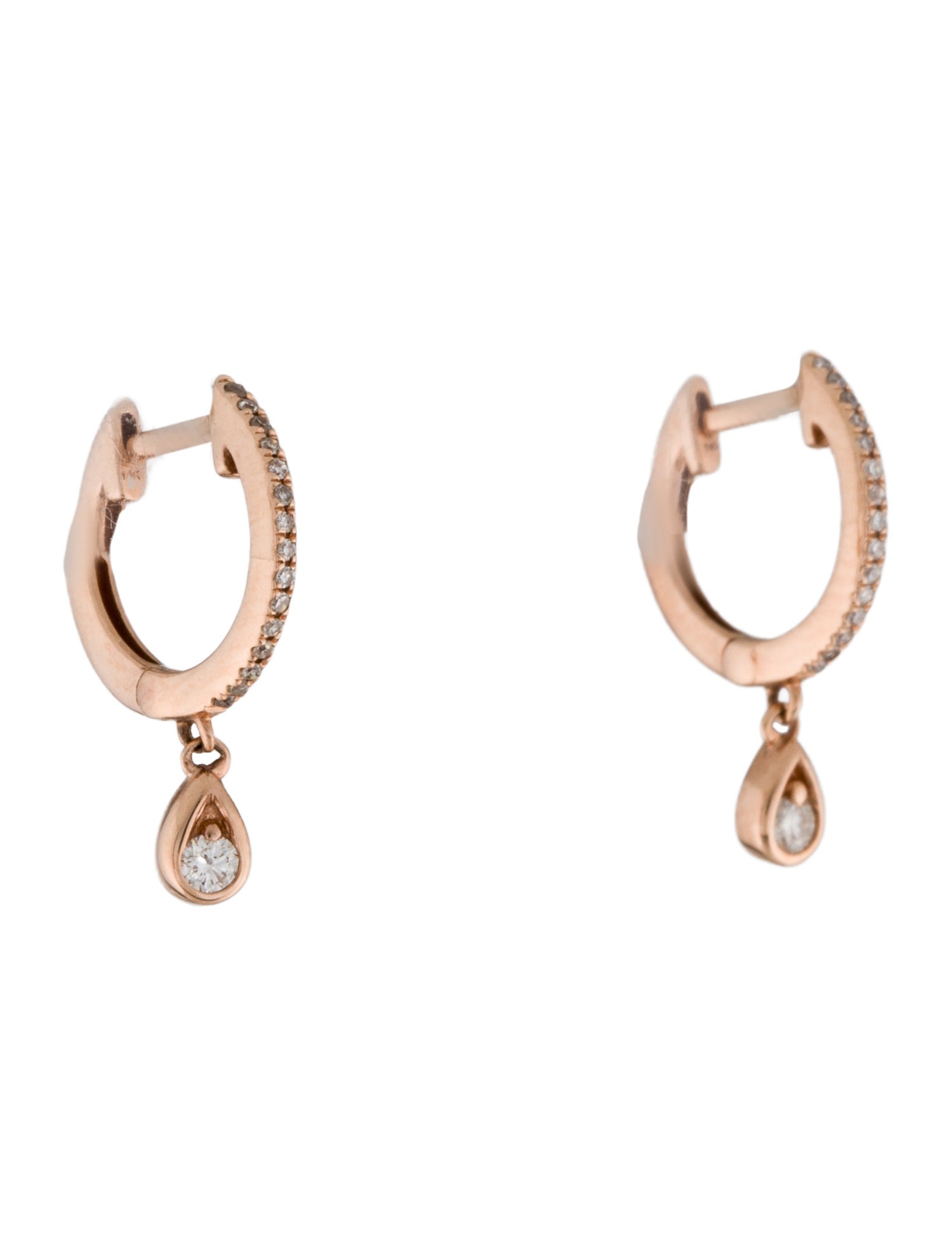 Earrings 14K Diamond Huggie & Drop Earrings