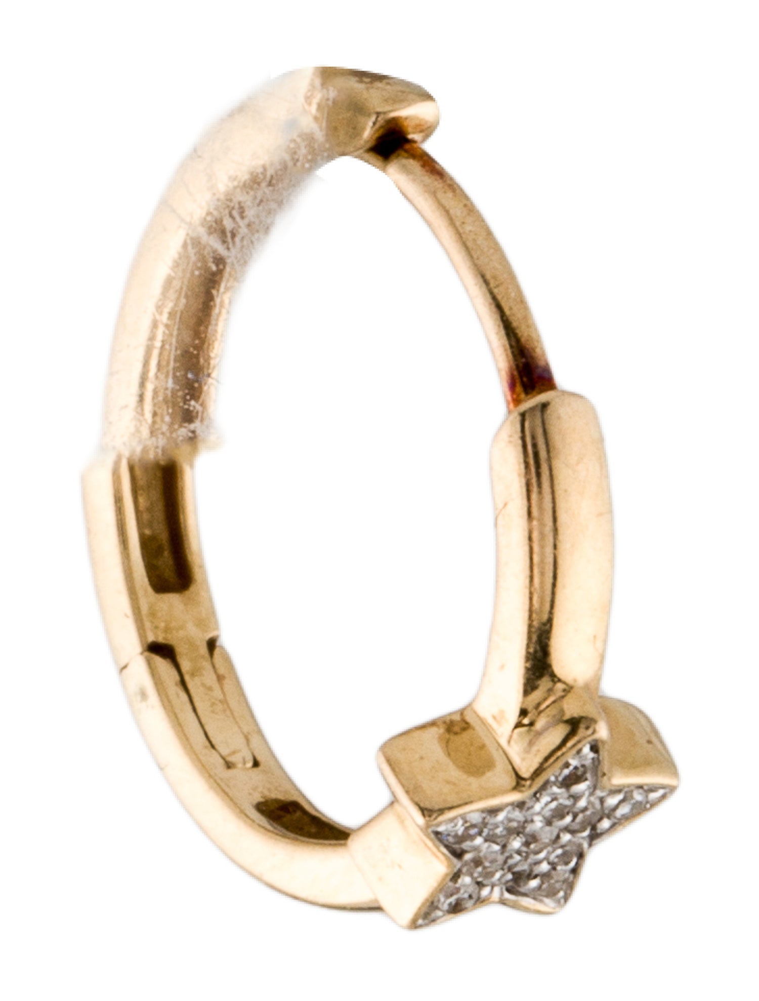 Earrings 14K Diamond Star Hoop Earring